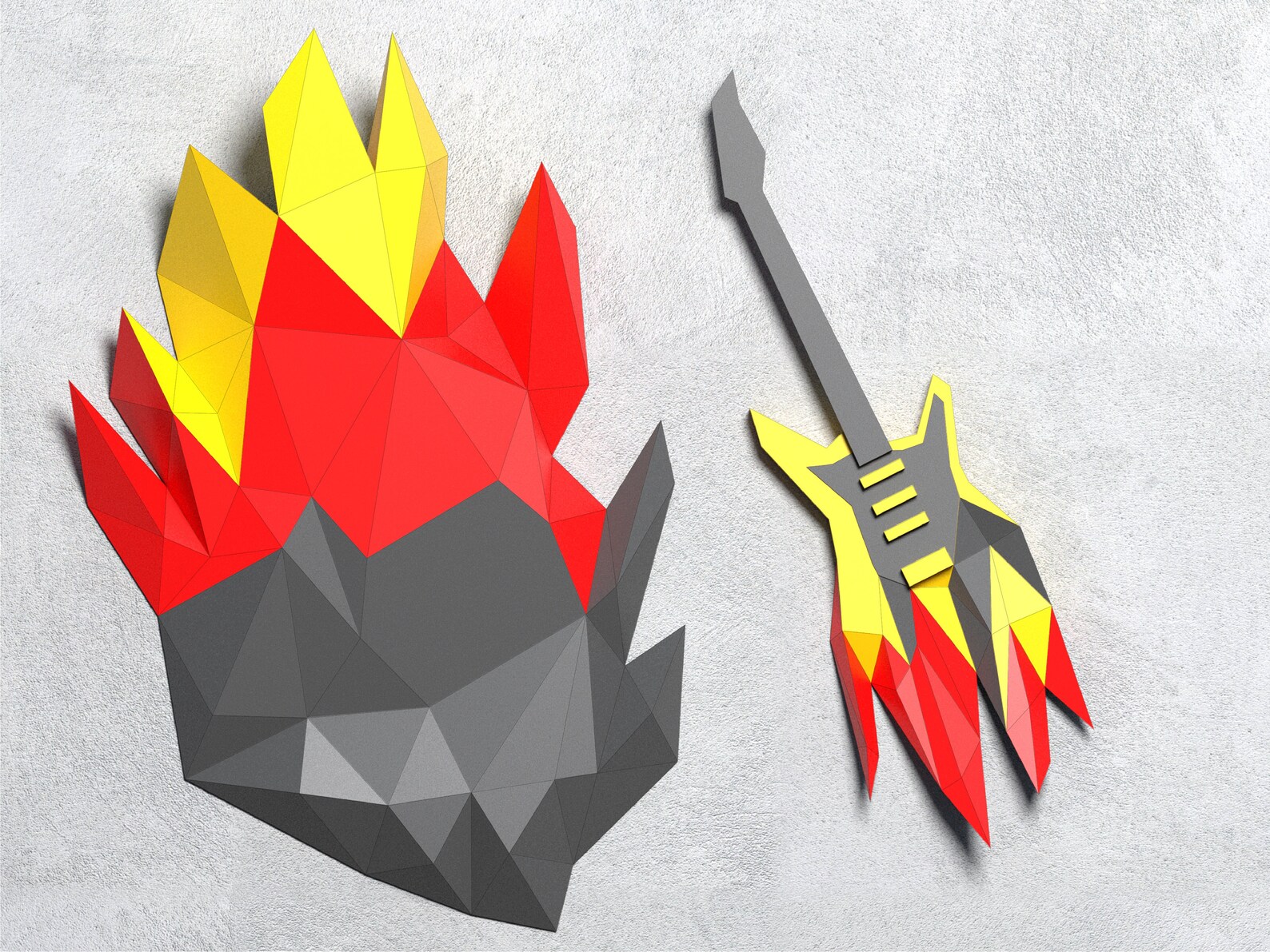 Papercraft Musical Instruments Papercraft 3D Guitar Template, SVG Template, Paper Guitar Digital PDF ...
