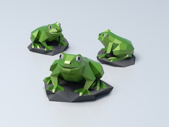 Papercreft DIY frog, Digital template for paper frog, PDF, SVG, Dxf template for paper craft frog, low poly frog, paper toad, origami frog