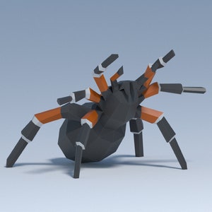 Modello PDF digitale tarantola ragno di carta 3D, decorazione di Halloween di carta artigianale, ragno di carta fai da te, ragno basso poli, decorazione della parete fai da te