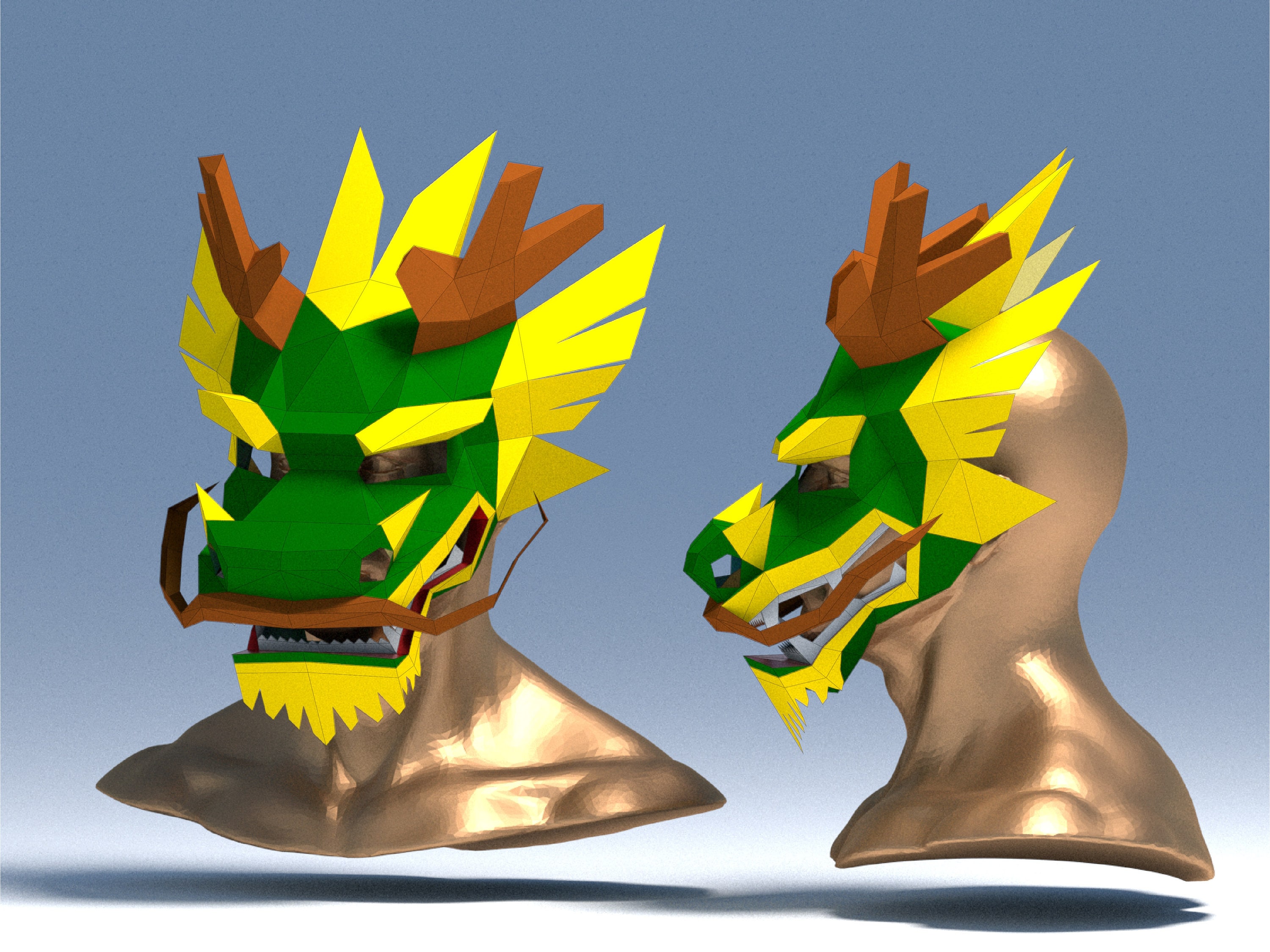 Papercraft 3d Chinese Dragon Mask PDF Digital Template, Low Poly Paper  Mask, Unique Halloween Costume, New Year Mask, Pepakura SVG Template - Etsy  Israel, image size:3000x2249