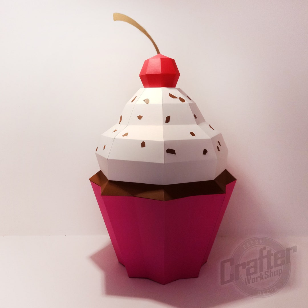 Cupcake papercraft PDF template for DIY cupcake 3D Origami Etsy España