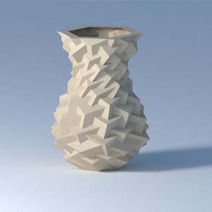 Papercraft 3D Blumenvase digitale Vorlage für Dekoration zu Hause, Low Poly Stil Blumenvase, Origami Möbel, PDF Vorlage Bild 2