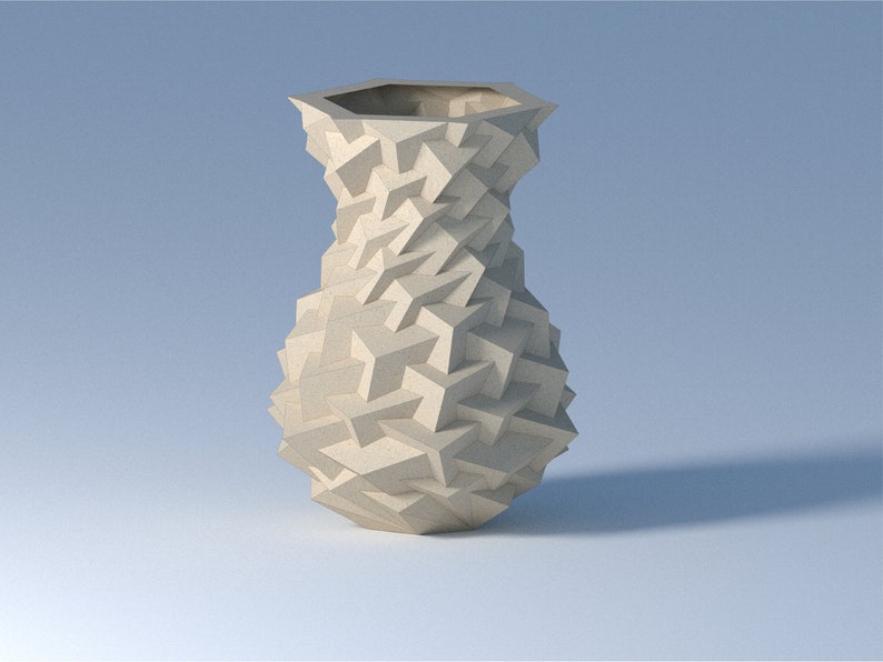 Papercraft 3D Blumenvase digitale Vorlage für Dekoration zu Hause, Low Poly Stil Blumenvase, Origami Möbel, PDF Vorlage Bild 2