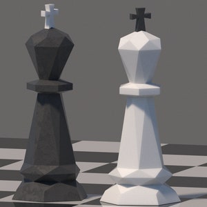 papercraft template for chess King,  PDF template, for DIY, 3D Origami, Paper, Sculpture, pepakura chess
