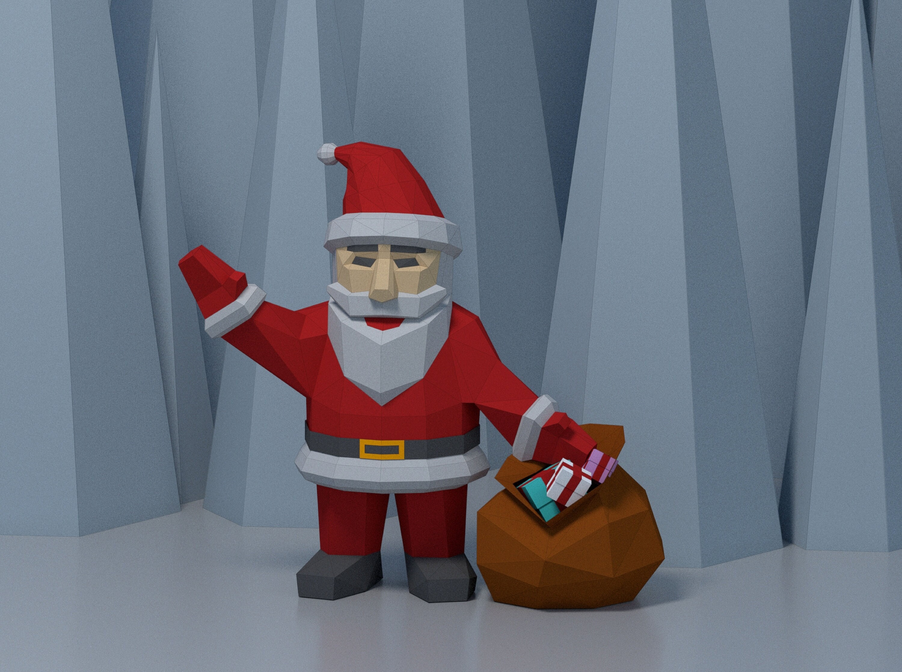 Papercraft Christmas Santa Claus, Low Poly Santa Claus Template ...