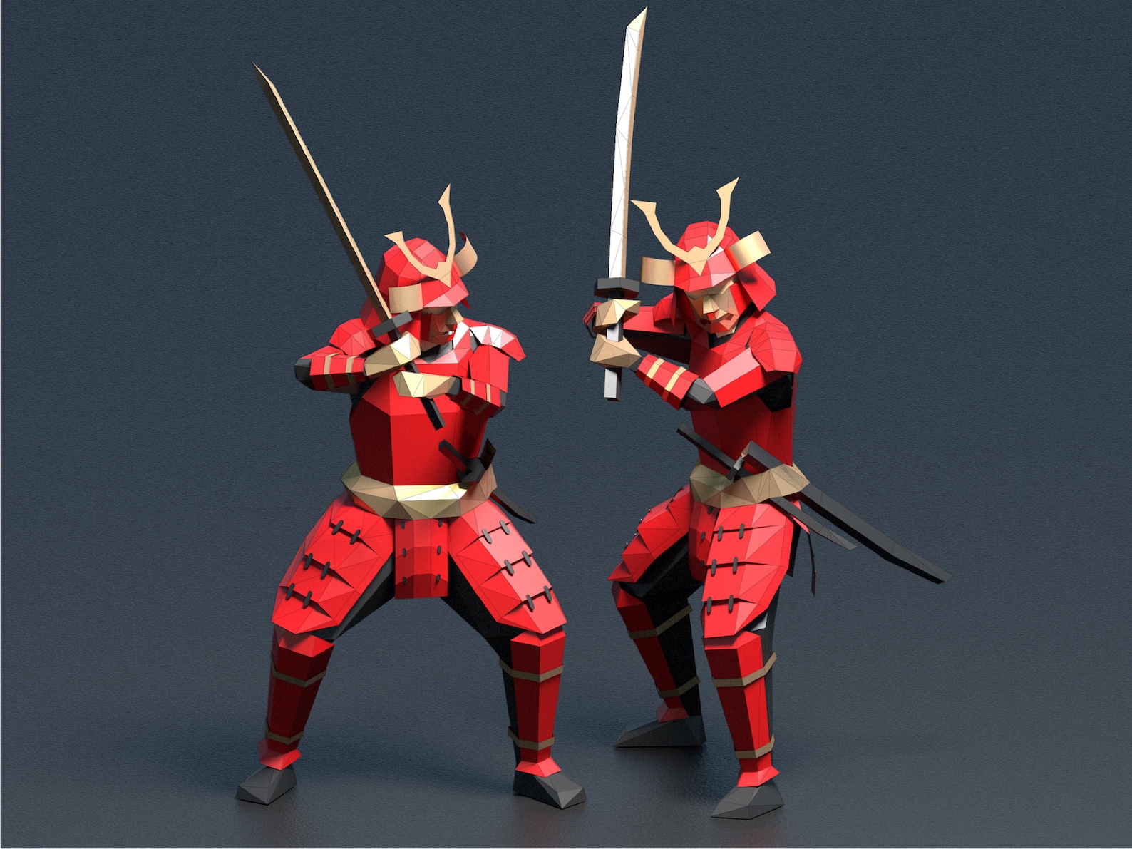 Musashi Papercraft Papercraft 3d Samurai Warrior Figurine Digital PDF Template, Low Poly ...