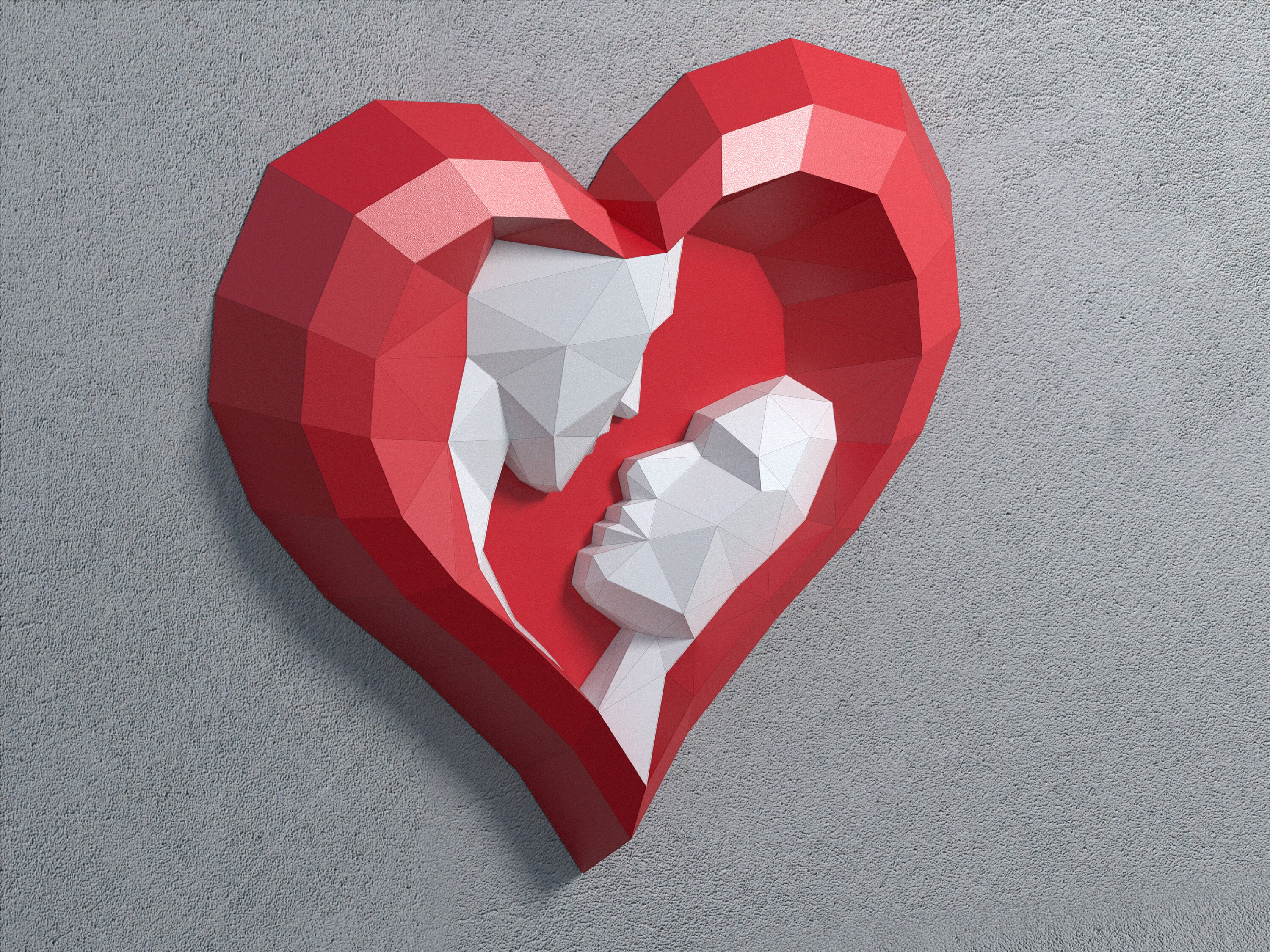 3d Papercraft Heart for Women's Day PDF Template, SVG for Cricut DIY ...