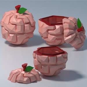 Papercraft 3d Brain box template, paper box, halloween brain paper model, DIY halloween decoration, low poly brain, papercraft SVG template