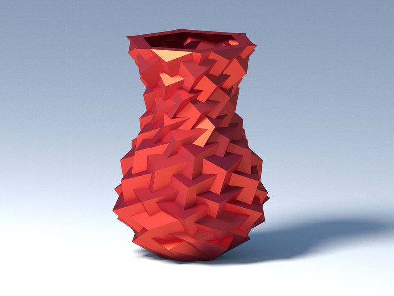 Papercraft 3D Blumenvase digitale Vorlage für Dekoration zu Hause, Low Poly Stil Blumenvase, Origami Möbel, PDF Vorlage Bild 5