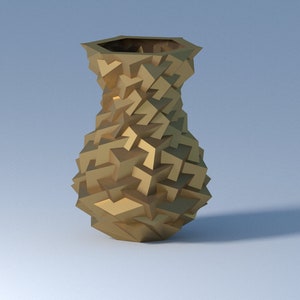 Papercraft 3D Blumenvase digitale Vorlage für Dekoration zu Hause, Low Poly Stil Blumenvase, Origami Möbel, PDF Vorlage Bild 3