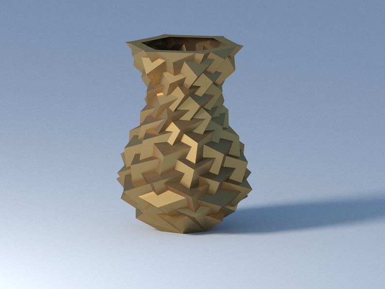 Papercraft 3D Blumenvase digitale Vorlage für Dekoration zu Hause, Low Poly Stil Blumenvase, Origami Möbel, PDF Vorlage Bild 3