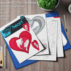 3d Papercraft Heart for Women's Day PDF Template, SVG for Cricut DIY ...