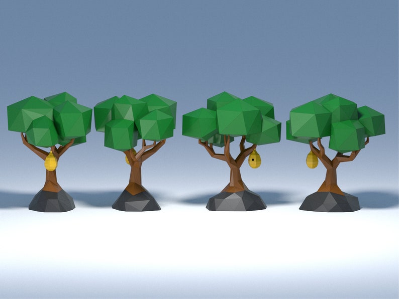 3d Papercraft Tree Template, Low Poly Paper Tree Template,diy Origami ...