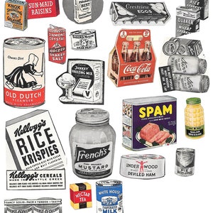 Télécharger numérique 1940&#39;s Retro vintage Food Clipart