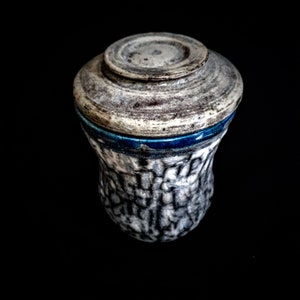 Blue Line Naked Raku Pet Urn | Keepsake Pet Urn | One-of-a-Kind Ceramic Urn | Wabi Sabi | Urn for Dogs | Urn for Cats | Suitable For Pet