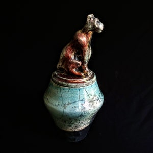 Cheetah Figurine Unique Urn | Modern Artistic Urn | Canopic Egyptian jar | Cremation Urn For Human Or Pet Ashes | Suitable For Human Or Pet