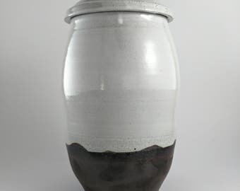 White Ceramic Urn for Human Ashes | Modern Cremation Urns | One of a Kind Urn for Your Loved One | Unique Urn | Black & White Urn | Memorial
