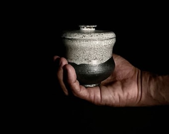Handmade Raku Ceramic Keepsake Urn: Wabi Sabi Pet Ashes