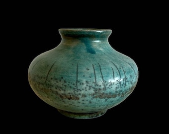 Handmade Raku Vase: Wabi Sabi Pottery, Artistic Home Decor