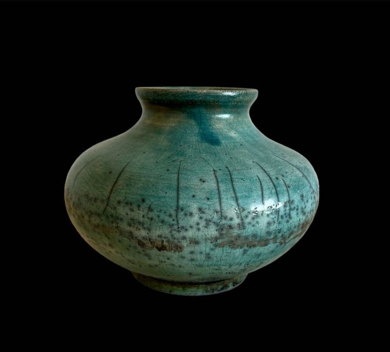 Handmade Raku Vase: Wabi Sabi Pottery, Artistic Home Decor