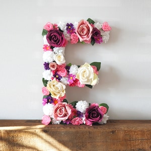 Handmade floral initial Letter 15&quot; tall, perfect for a nursery, baby shower and events ,customised in any colour combination.