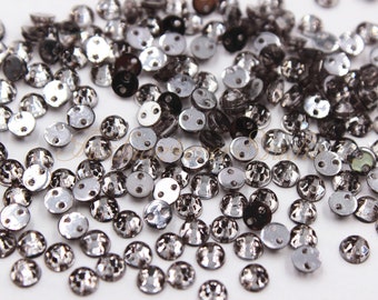 MajorCrafts® Grey Black Diamond Flat Back Round Resin Rhinestones Craft Gems C17