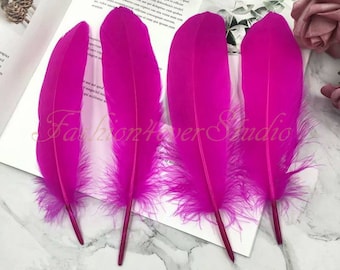 Fuchsia Colored Stiff Narrow Bird Decoration Dyed Rose Hat Band Decorations Long Earring Feather Hot Pink Ringneck Pheasant Tail Feathers