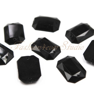 Jet Black Sew On Flatback Acrylic Gems, Sew On Rhinestones, FlatBack Gems, Sew On Beads, Sew On Crystal, Embellishment Gems