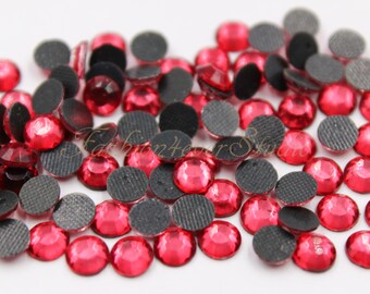 100/150/200pcs Fuchsia Crystal Hot Fix Rhinestone, 3mm 4mm 5mm FlatBack Rhinestone, Iron on Flatback Crystal,Hot Fix Embellishment Gems