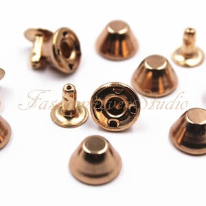 30pcs Rose Gold Bullet Studs Spikes, 4x7mm/5x9mm Metal Studs, Rivets Studs Spikes, Leather Craft Accessories, Craft Supplies