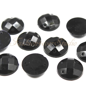 Jet Black Sew On Flatback Acrylic Gems, Sew On Rhinestones, FlatBack Gems, Sew On Beads, Sew On Crystal, Embellishment Gems