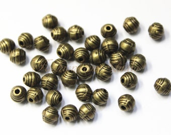 50pcs Antique en laiton Base métal perles 5 mm x 5 mm, perles en laiton, perles de Bronze, bijou, fournisseurs de perles, bijoux fournisseurs