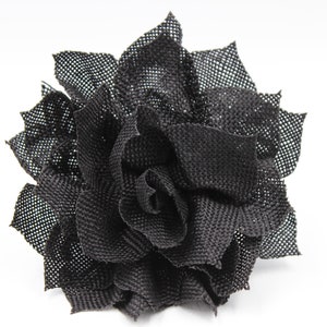1ps 5 inches Black Burlap Flower, Burlap Puff Flower, DIY Headpieces, Brooches, Wedding Blossom(Back Clip not included)