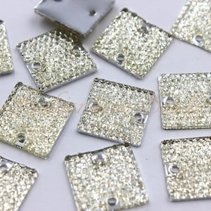 50st lichtgeel naai Flatback hars Gems, 15x15mm naai Strass, FlatBack Gems, edelstenen kralen, versiering Naai