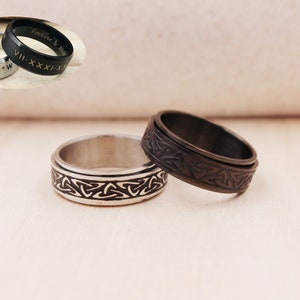 Customized 8mm Stainless Steel Ring, Steel Spinner Ring, Unisex Ring, Stainless Steel Ring, Custom Engraved Ring, Personalized Ring Jewelry