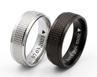 Anpassad 8 mm rostfri stålring, lasergraverad ring, unisexring, rostfri stålring, specialgraverad ring, personlig ring