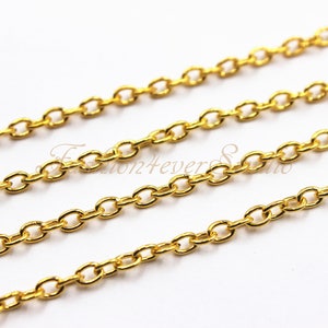 2 Meters/78 inches Gold Tone Metal Chain, Link Size 2mmx3mm, Jewelry Findings, Beading Suppliers, Jewelry Suppliers