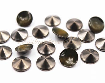 100/200pcs Iron On GunMetal Studs, 5mm/7mm/9mm Metal Studs, Rivets Studs Spikes, Leather Craft Accessories, Craft Supplies