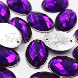 20pcs Sew On Flatback Amethyst Resin Gems, 12x17mm Sew On Rhinestones,FlatBack Gems,Sew On Beads, Sew On Crystal, Embellishment Gems