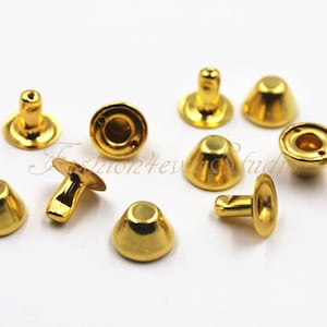 30pcs Gold Bullet Studs Spikes, 4x7mm/5x9mm Metal Studs, Rivets Studs Spikes, Leather Craft Accessories, Craft Supplies