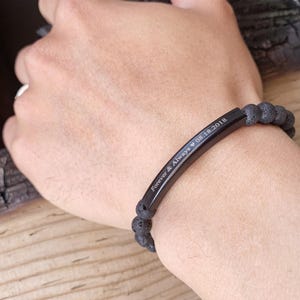 Customized Beaded Bracelet, Black Lava Stretchy Bracelet, 6mm Beaded Bracelet, Custom Engraved stone Bracelet, Personalized Black Bracelet