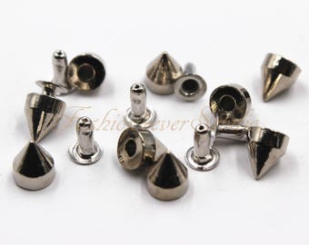 30 szt. Metalowe ćwieki, 6 x 7 mm Srebrne/mosiężne ćwieki metalowe, nity ćwieki, kolce, skórzane akcesoria rzemieślnicze, artykuły rzemieślnicze