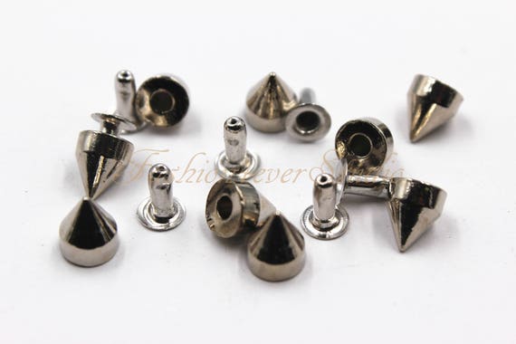 30 pcs Metal Studs Spikes, 6x7mm Silver/Brass Metal Studs, Rivets Studs Spikes, Leather Craft Accessories, Craft Supplies