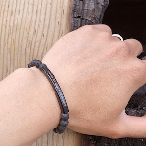 Customized Beaded Bracelet, Black Lava Stretchy Bracelet, 6mm Beaded Bracelet, Custom Engraved stone Bracelet, Personalized Black Bracelet