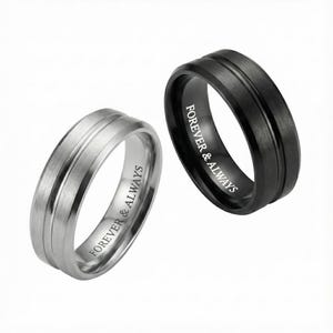 Customized 8mm Stainless Steel Ring, Black/Silver Steel Ring, Unisex Ring, Stainless Steel Ring, Custom Engraved Ring, Personalized Ring