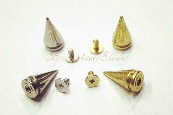 10sets Silver Cone Screwback Spikes Studs 19mm for Bags Clothes Decoration
