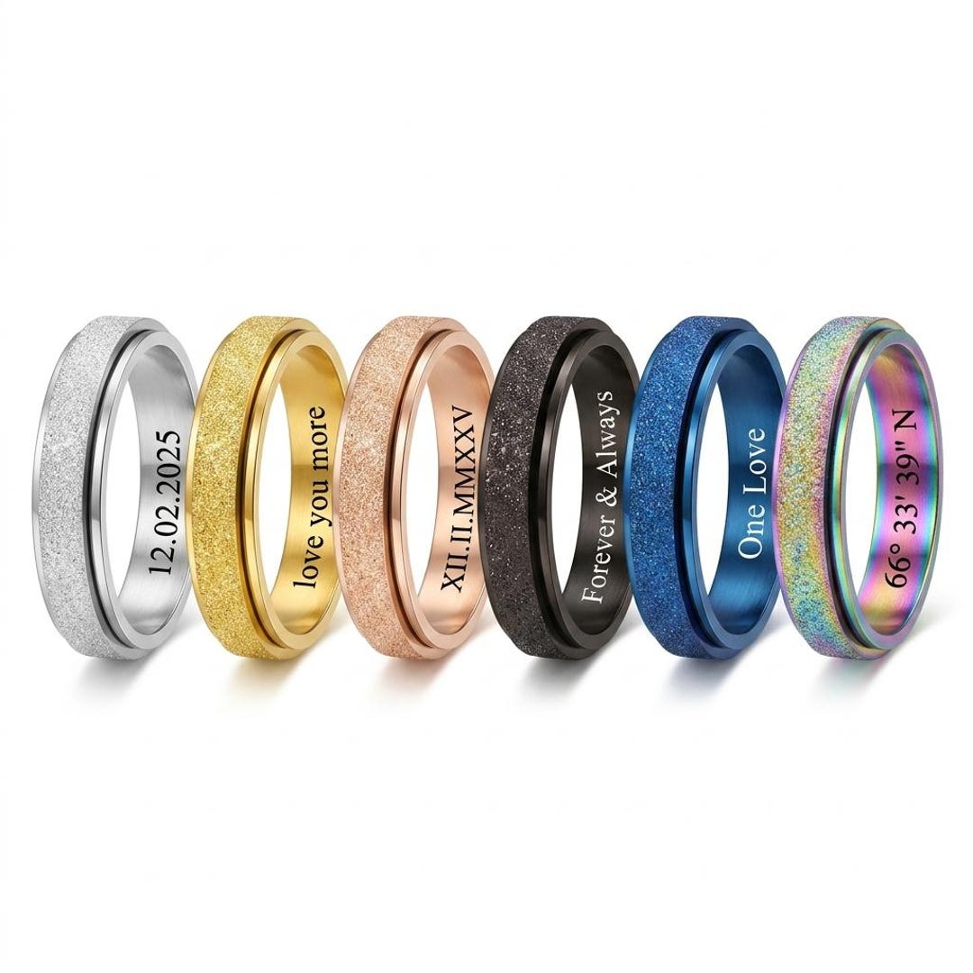 Custom Steel Rings Customized 6mm Stainless Steel Ring, Matte Spinner Ring, Unisex Ring ...
