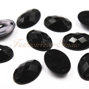 Jet Black Sew On Flatback Acrylic Gems, Sew On Rhinestones, FlatBack Rhinestones, Sew On Beads, Sew On Crystal, Embellishment Gems
