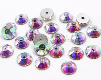 Sew On Flatback Glass Rhinestone Crystal AB, 2mm 3mm 4mm 5mm 7mm Sew On Rhinestones, FlatBack Crystal Glass,  Embellishment Gems