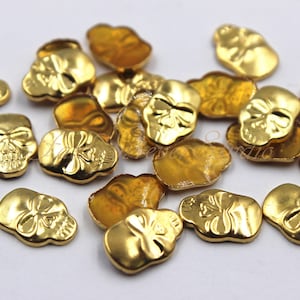 100pcs Iron On Gold Skull Studs, 8x11mm Metal Skull Studs, Rivets Studs Spikes, Leather Craft Accessories, Craft Supplies